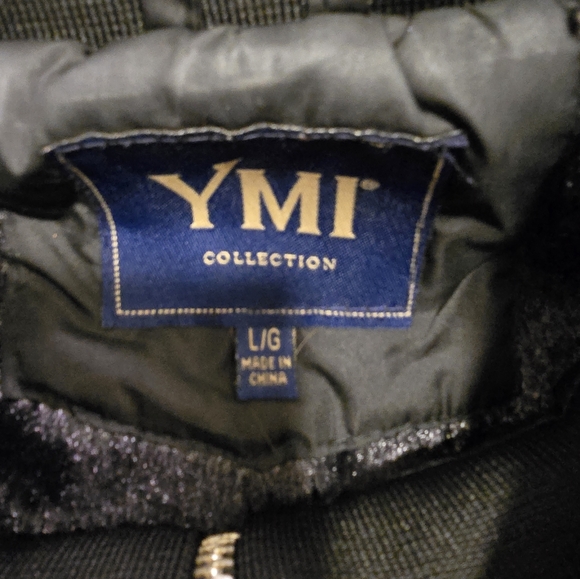 YMI Ladies Size Large Vest Black Brown Gold Hardware Zipper Pockets Fuzzy Lining - Picture 3 of 8